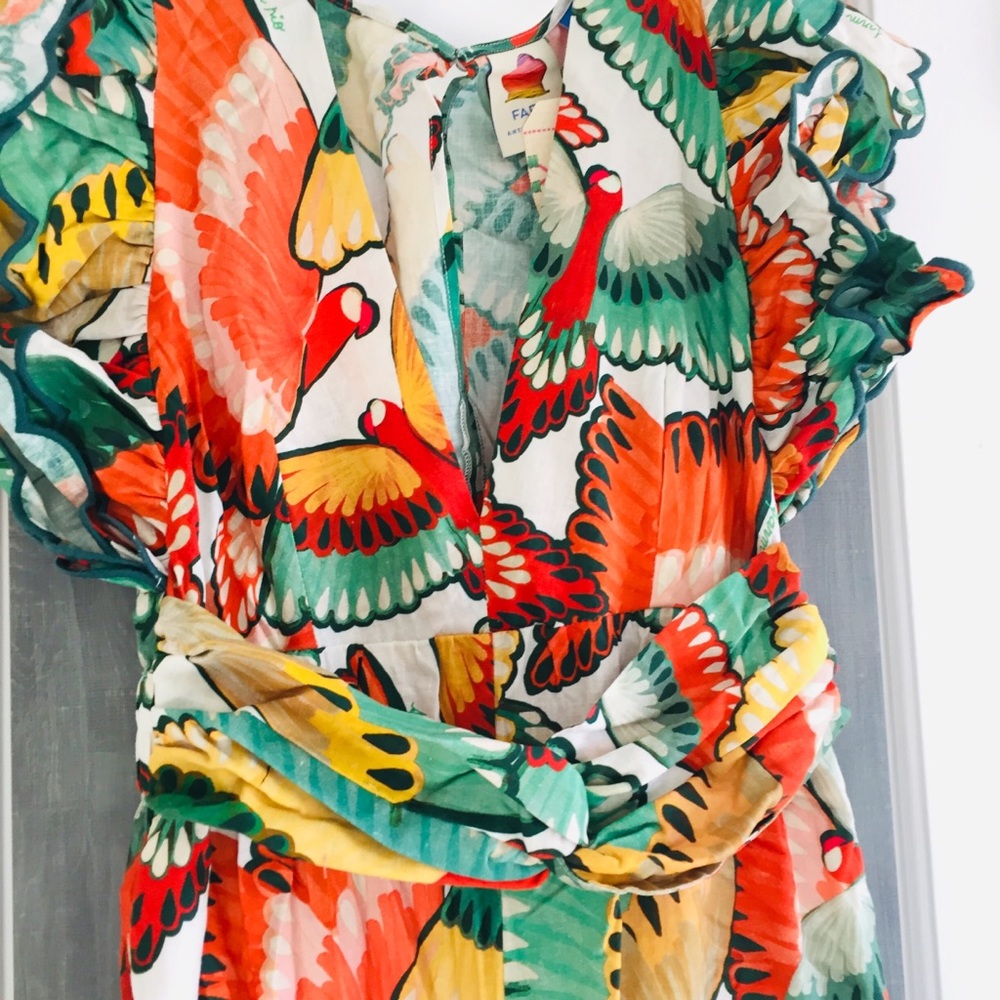 FARM Rio Ruffle-Sleeve Linen Jumpsuit Tropical - Picture 7 of 15